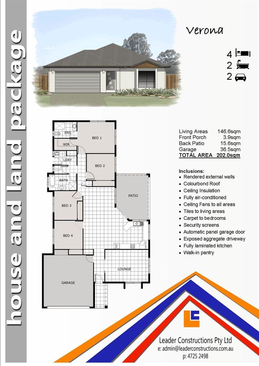 Verona Floor Plan House and Land Package — Leader Constructions in Cranbrook, QLD