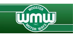 Wooster Motor Ways logo in white on a green background with circular WMW emblem