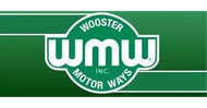 Wooster Motor Ways logo in white on a green background with circular WMW emblem