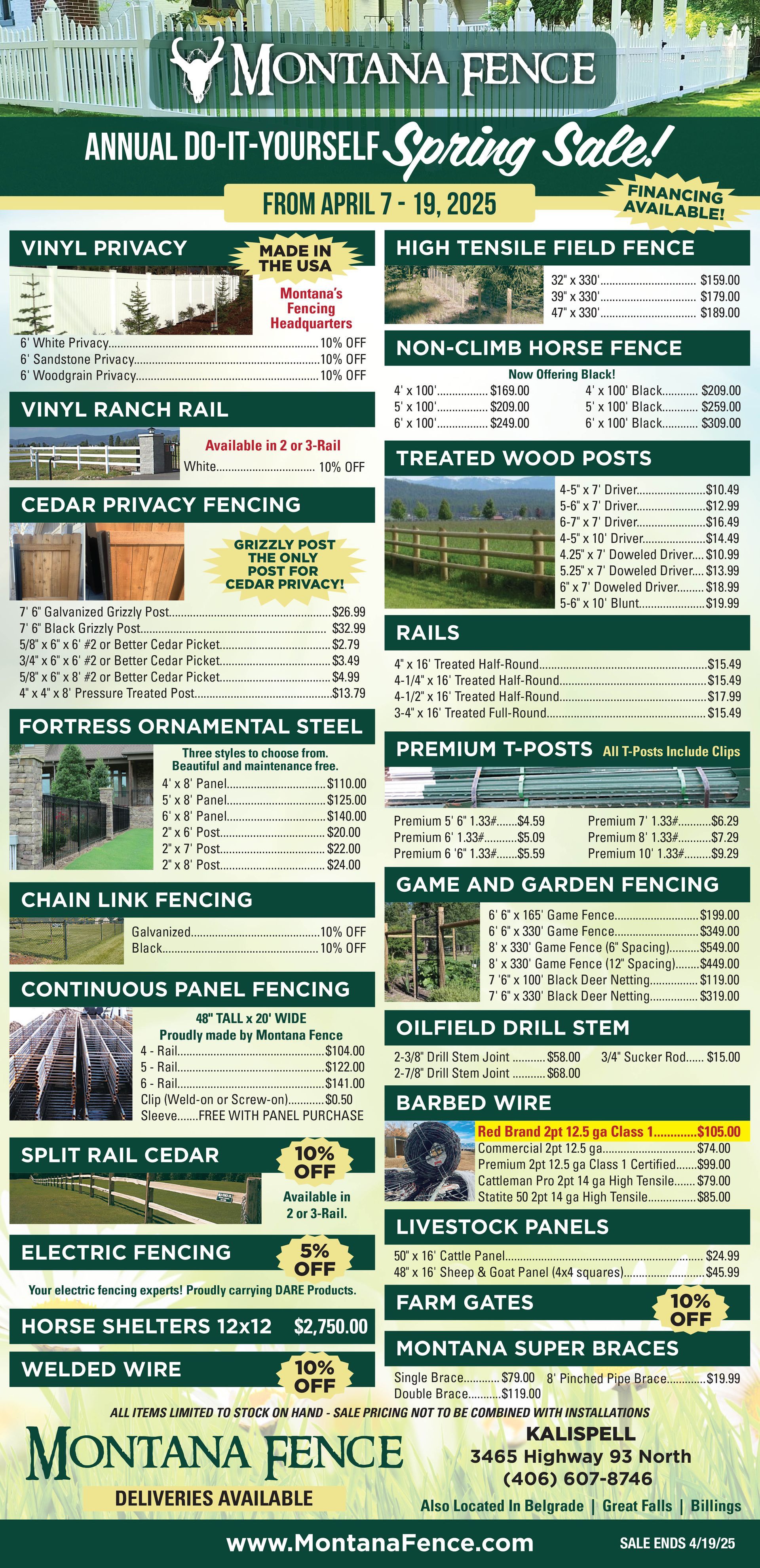 Kalispell Spring Fencing Sale