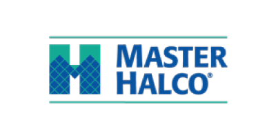 The master halco logo is a blue and green logo on a white background.