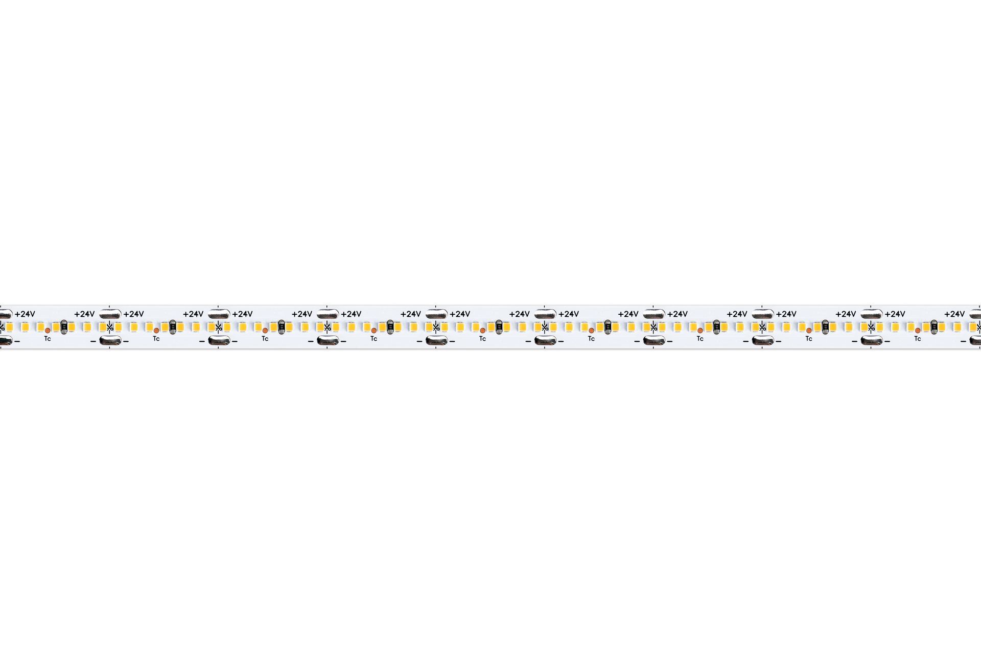 Flexible LED light strip on a white background.
