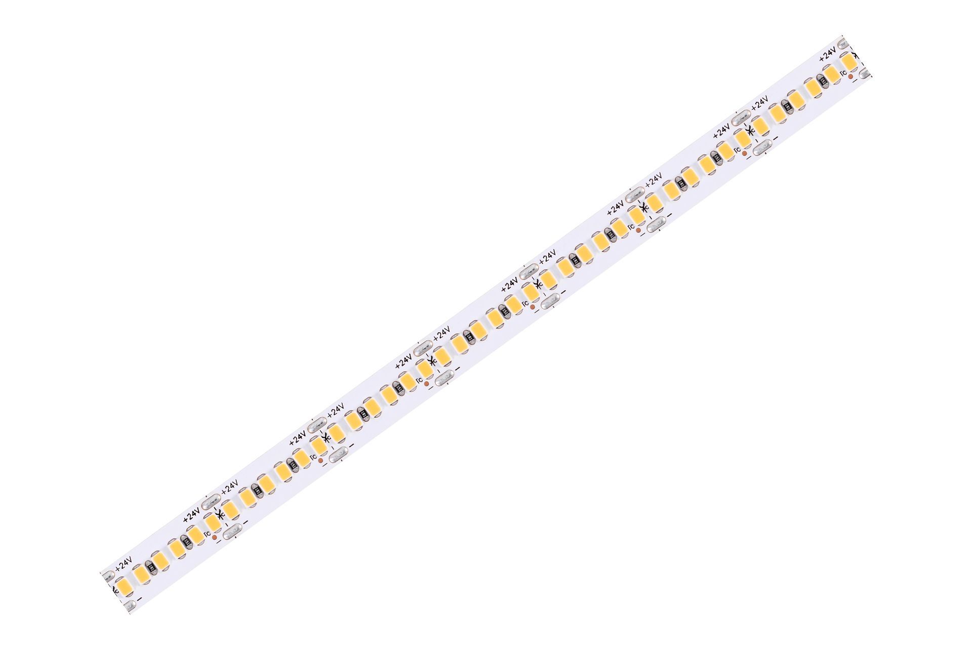 LED light strip coiled, with adhesive backing.