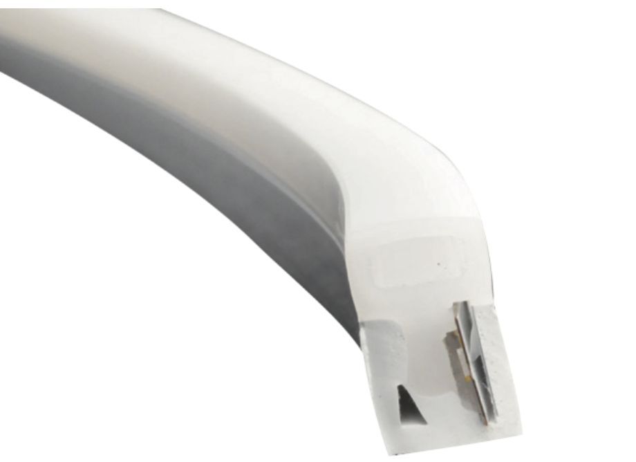 White curved plastic trim with metal clips attached.