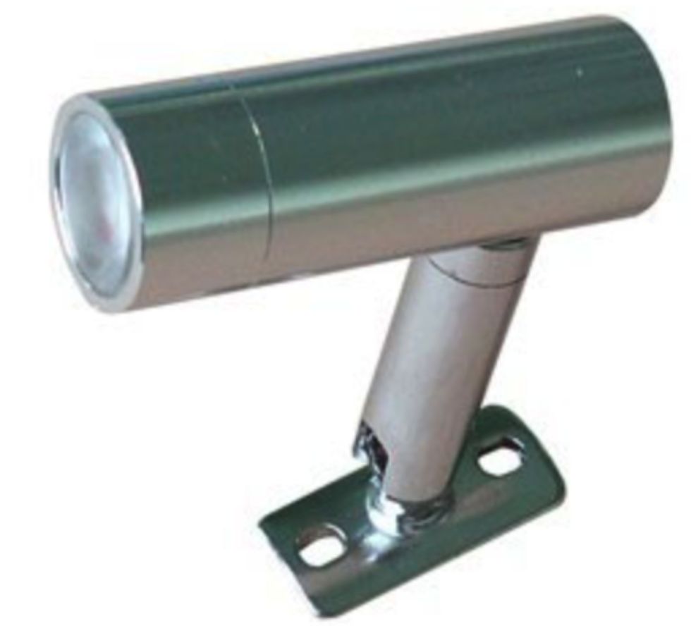 Silver LED spotlight mounted on a bracket.