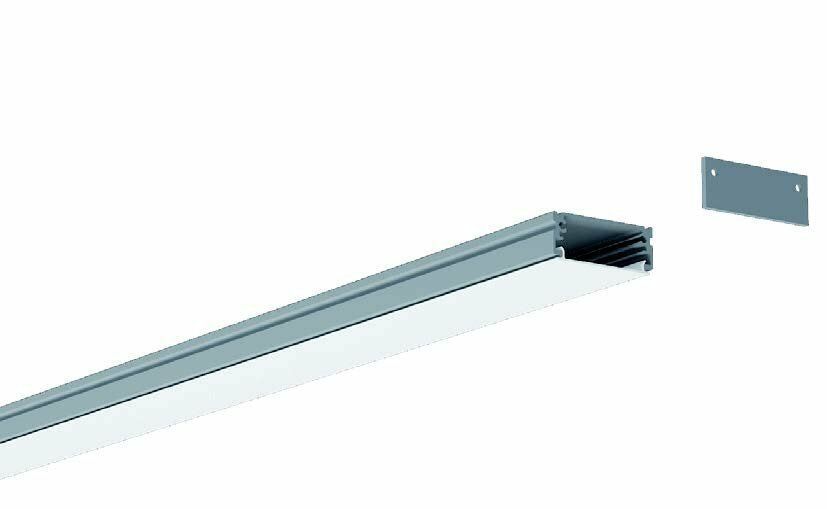 Aluminum LED channel with mounting bracket.