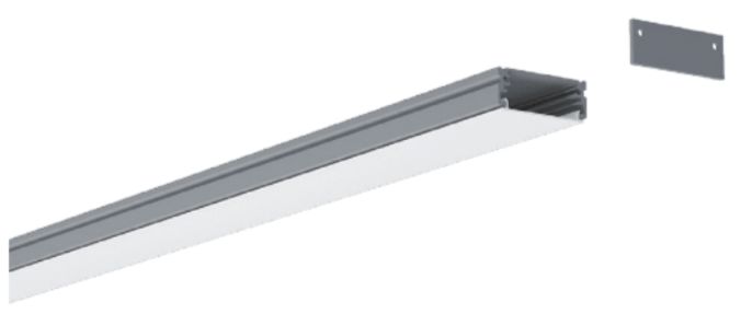 Linear LED light fixture with mounting bracket.
