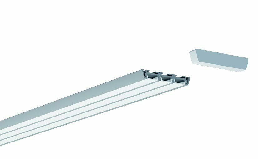 Silver aluminum extrusion profile with a connecting cap, against a white background.