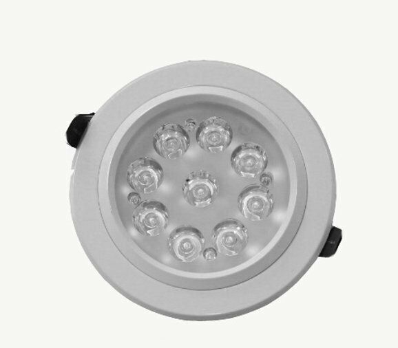 White, circular LED recessed light fixture with 9 visible light bulbs.