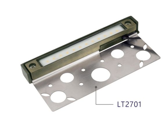 LED strip light fixture with mounting bracket, labeled LT2701.