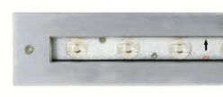 LED light strip inside a silver metal frame.