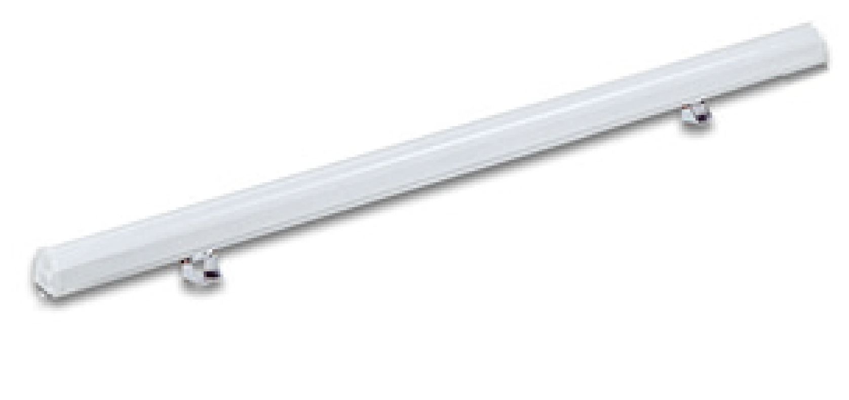 White, rectangular LED light fixture with two silver mounting brackets.