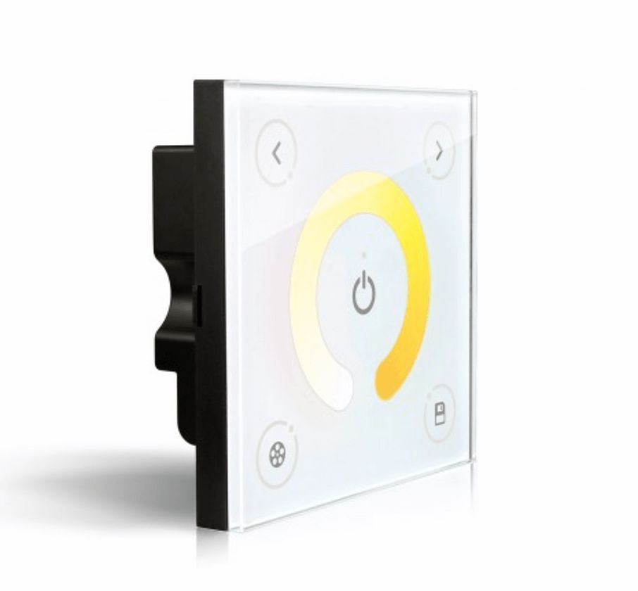 White touch panel for lights with color and brightness control.