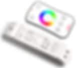 Remote control with a color wheel and a light control receiver.