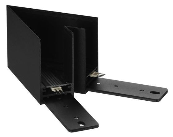Black metal enclosure with hinged panels and visible wires.