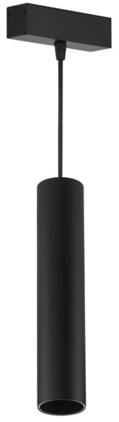 Black cylindrical pendant light with a rectangular base.