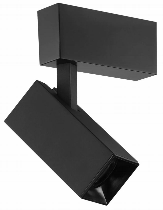 Black adjustable track lighting fixture.