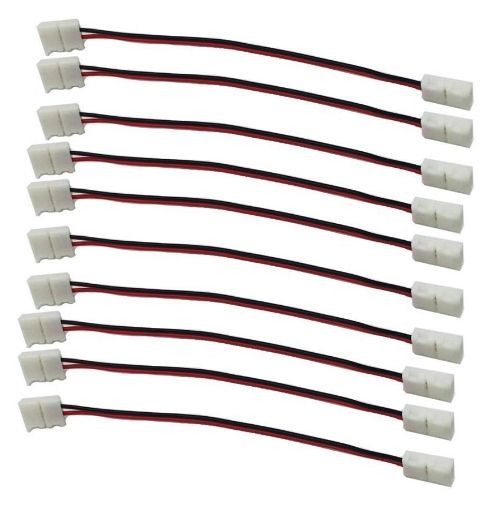 Ten white connector cables with red and black wires, arranged in a grid on a white background.