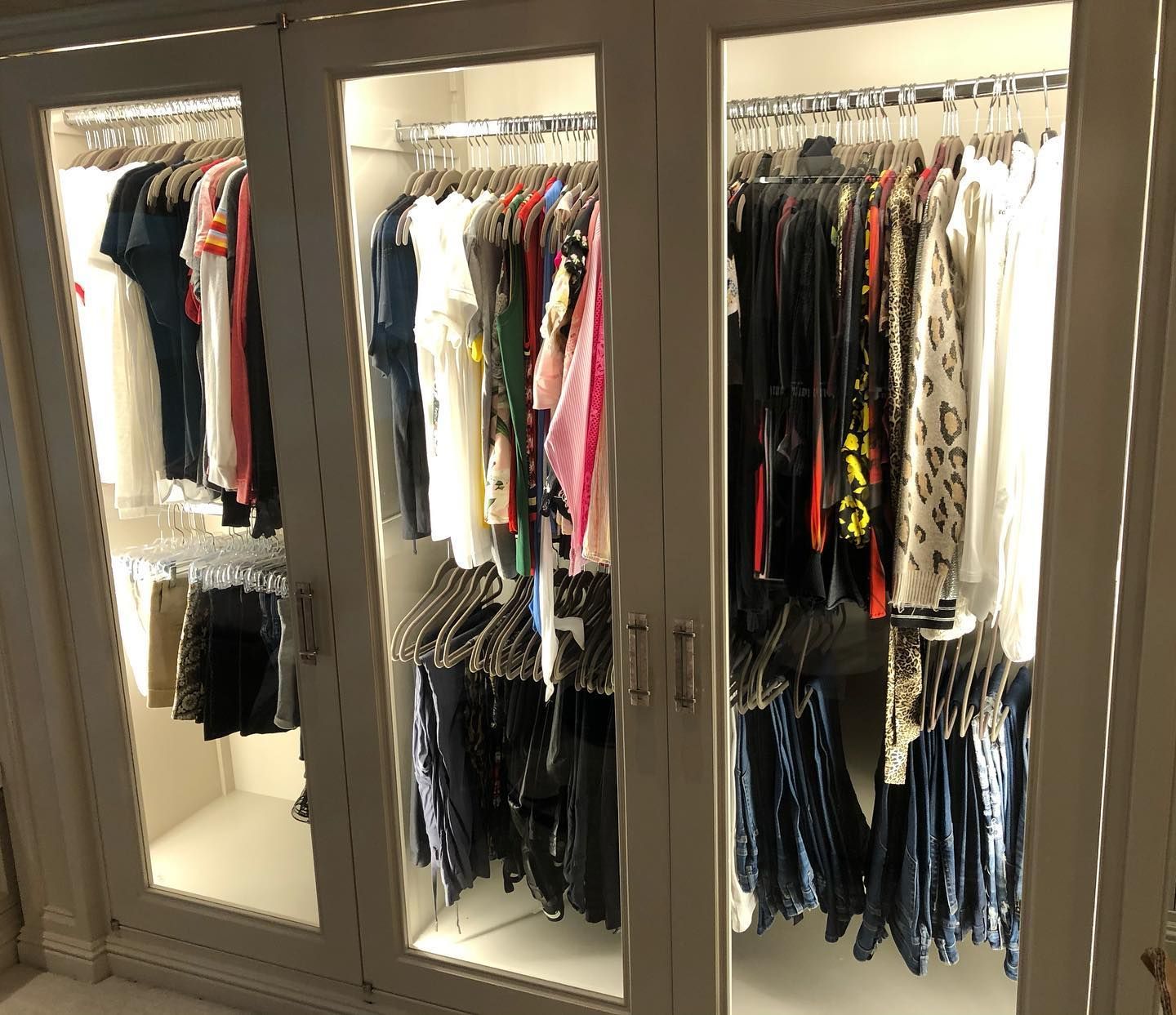 A closet with LEDs installed