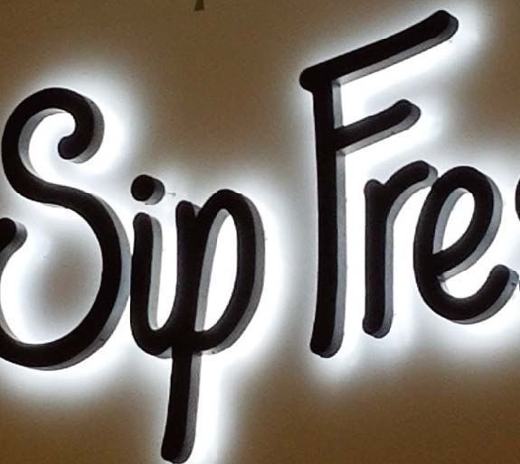 Halo Lit Sign that says Sip Free
