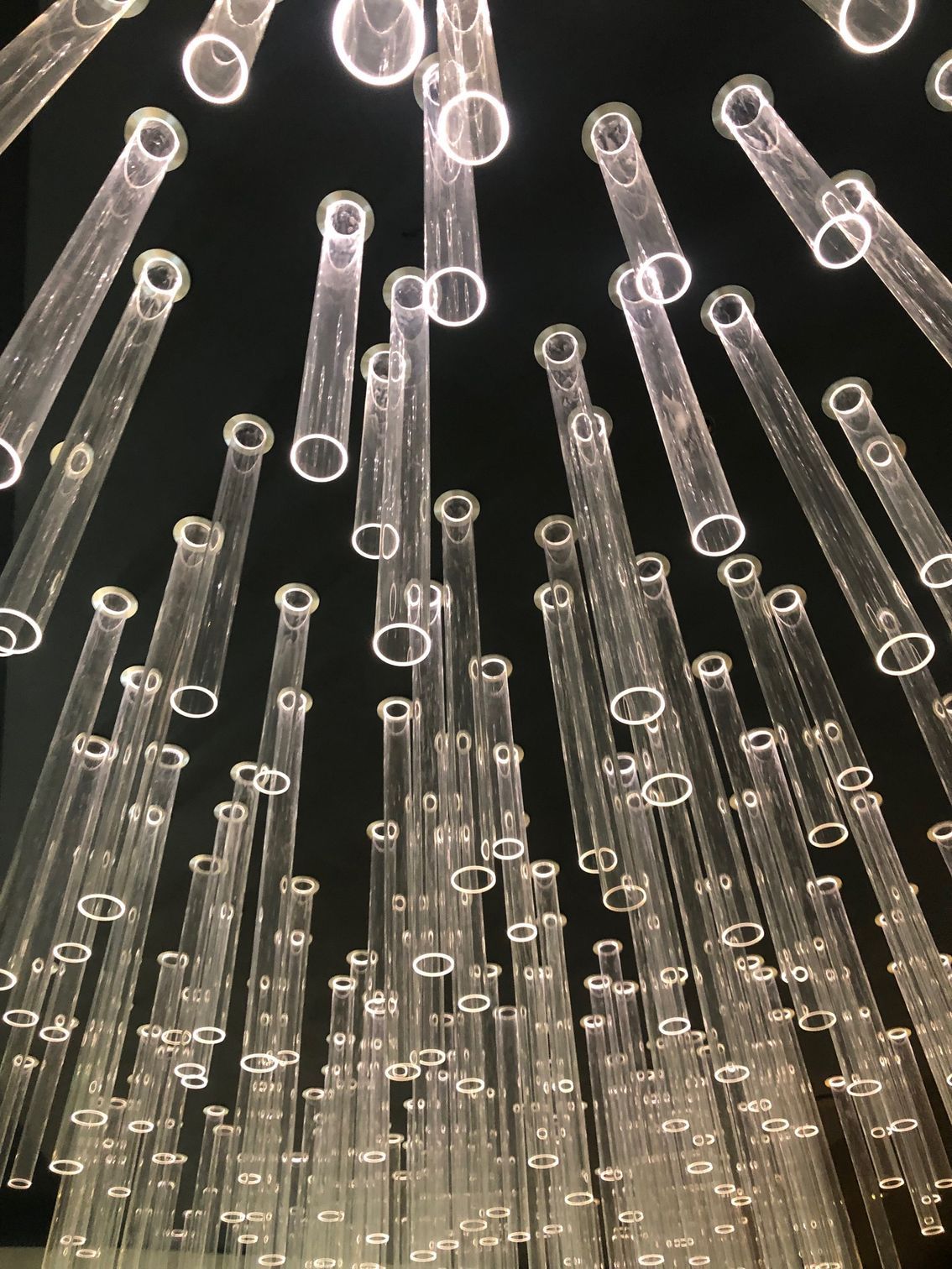 Clear Tube Lights Hanging From Ceiling