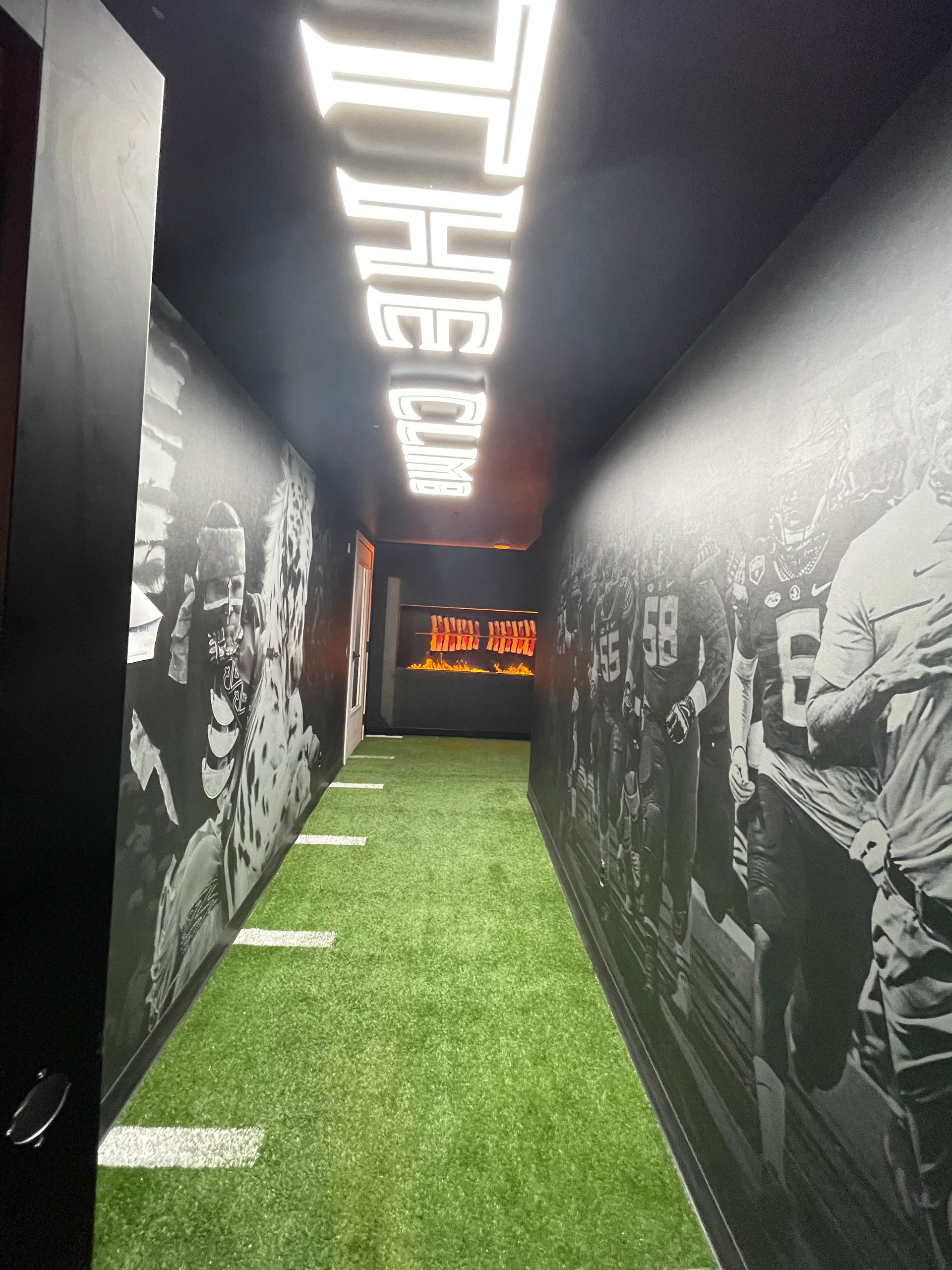 A hallway with a sign that says the dome