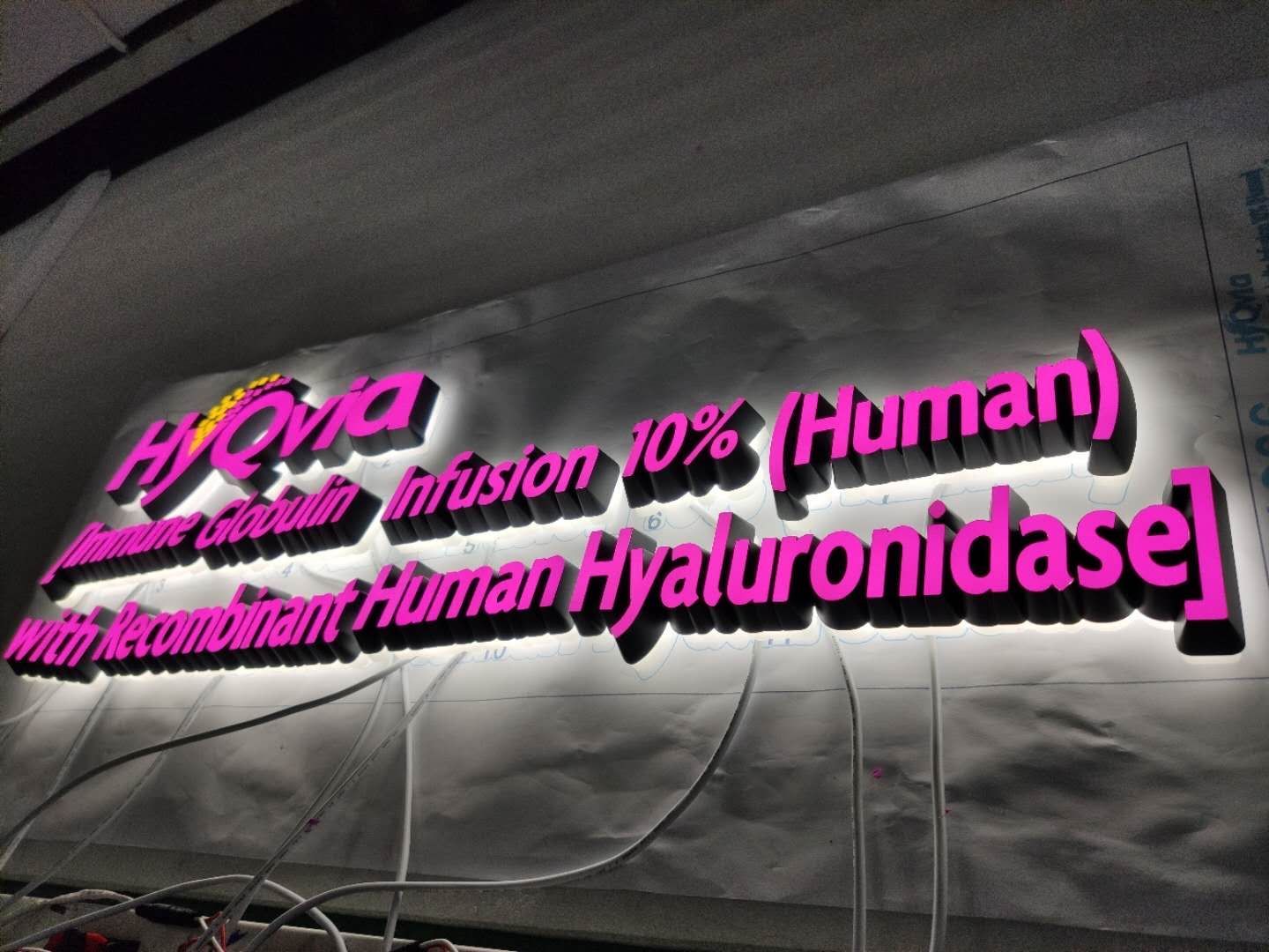 A sign that says nova infusion 10 % human with recombinant human hyaluronidase