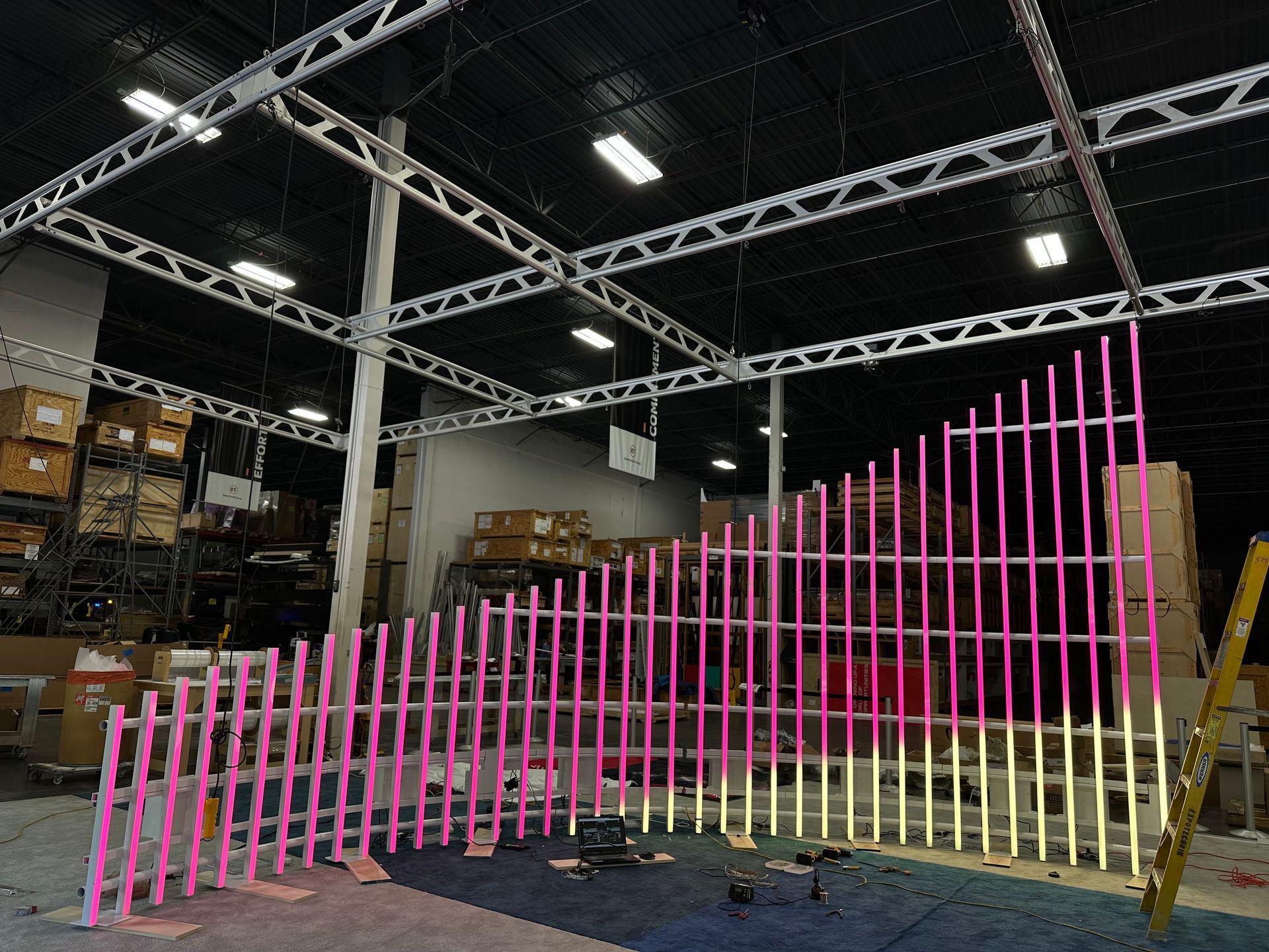Trail of Tube Lights in Staircase Formation