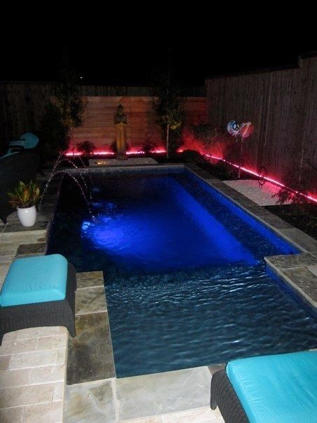Pool Lit Blue at Night