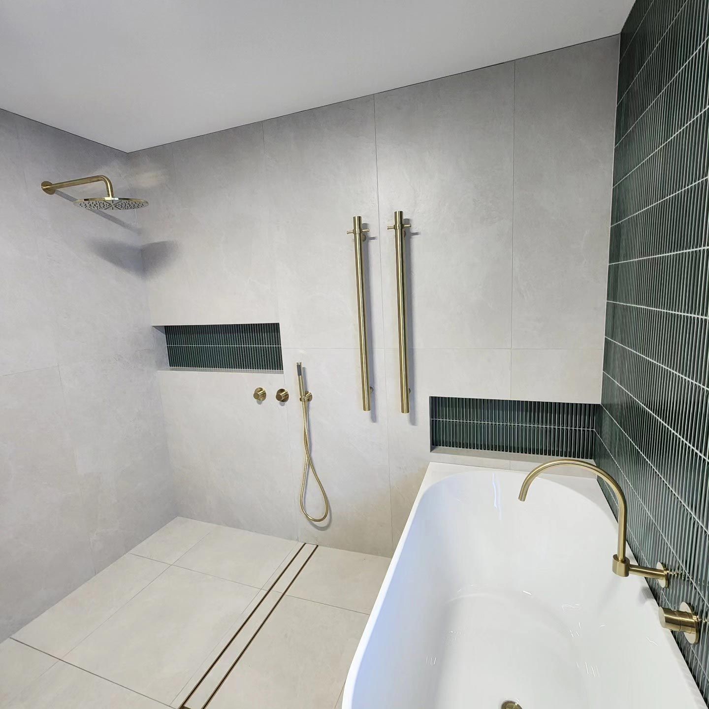 Modern Plumbing Fixtures in A Bathroom with Shower