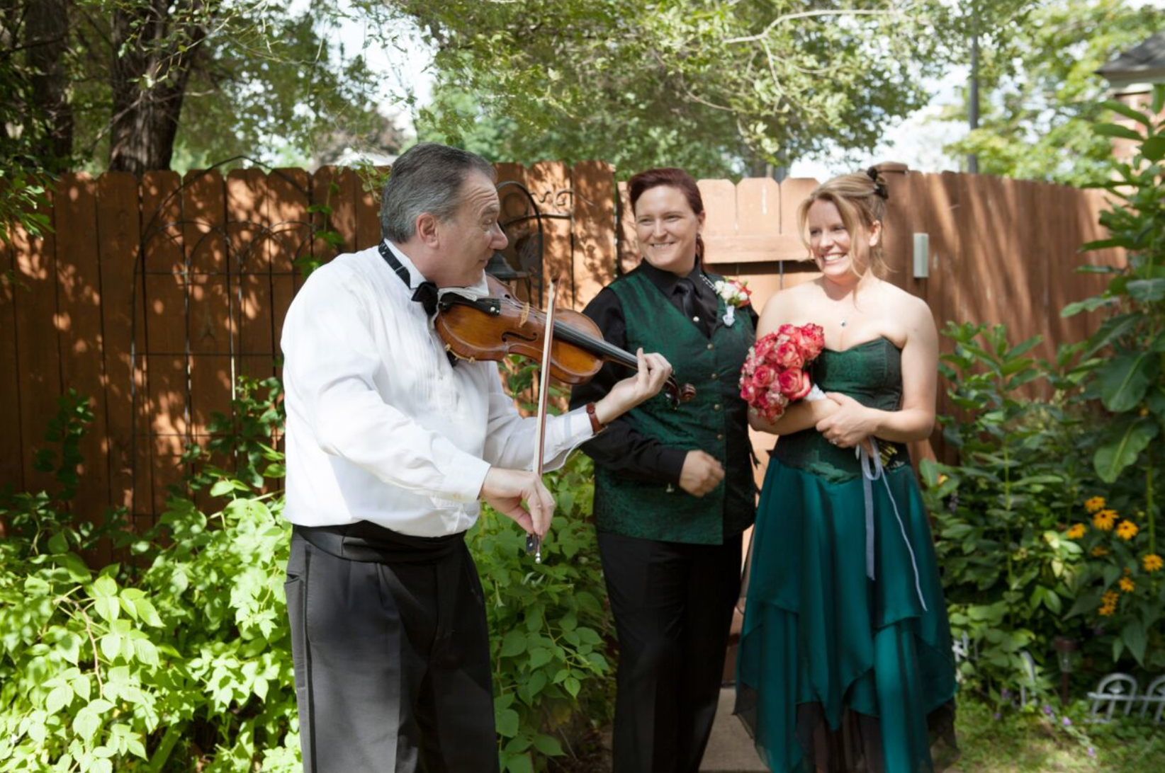 Our violinist, Rami serenading a newly wed couple