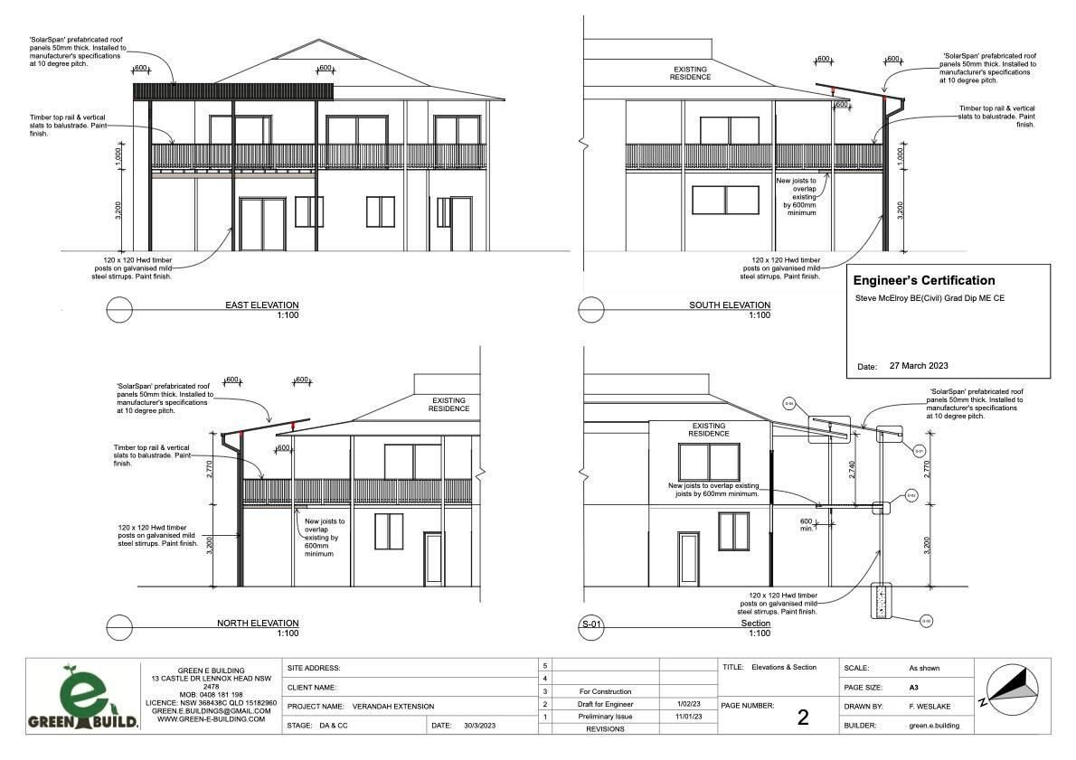 A Black and White Drawing of A House with A Balcony — Green e Building in Lennox Head, NSW