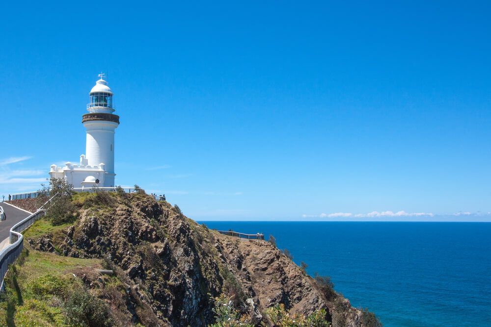 A Lighthouse Is Sitting On Top Of A Cliff Overlooking The Ocean — Green e Building in Byron Bay, NSW