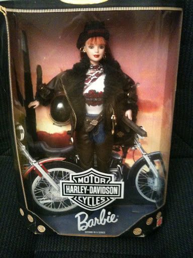 A harley davidson barbie doll in a box