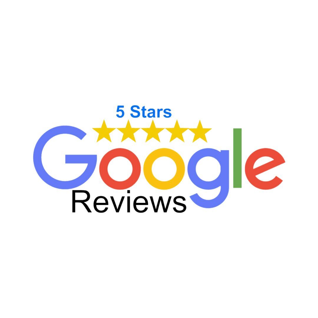 The google reviews logo has five stars on it.