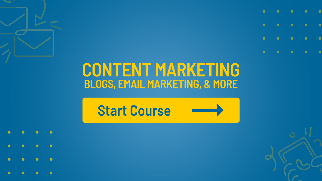 A blue background with a yellow button that says `` start course ''.