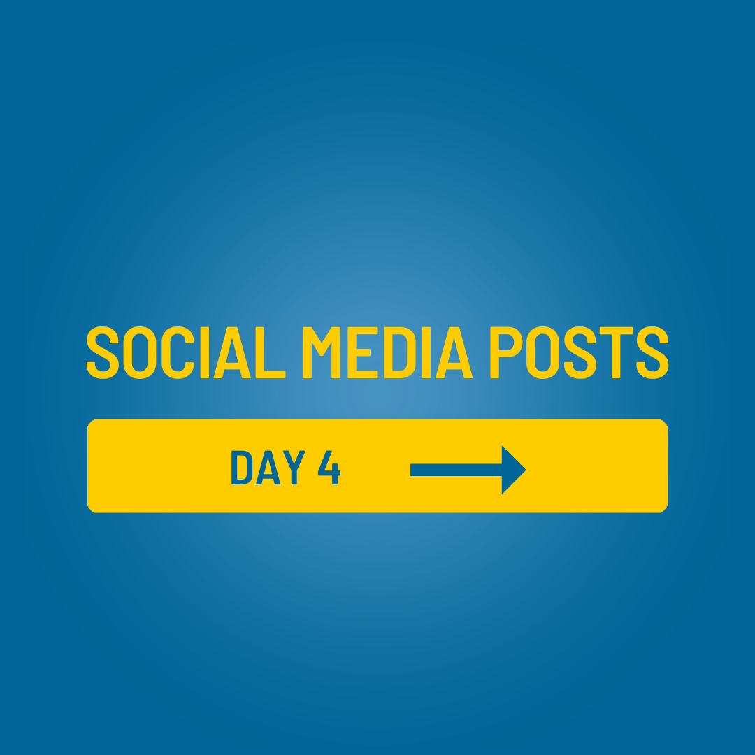 A blue and yellow sign that says social media posts day 4