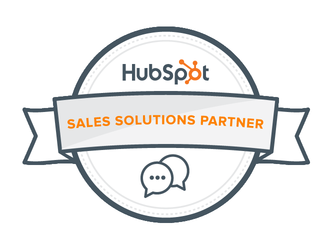 The logo for hubspot is a sales solutions partner.