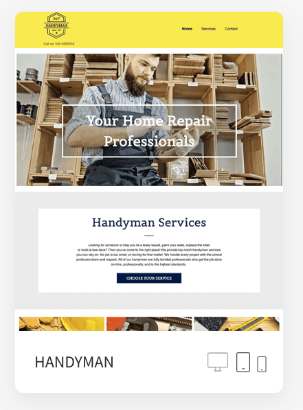 A screenshot of a website for a handyman service.