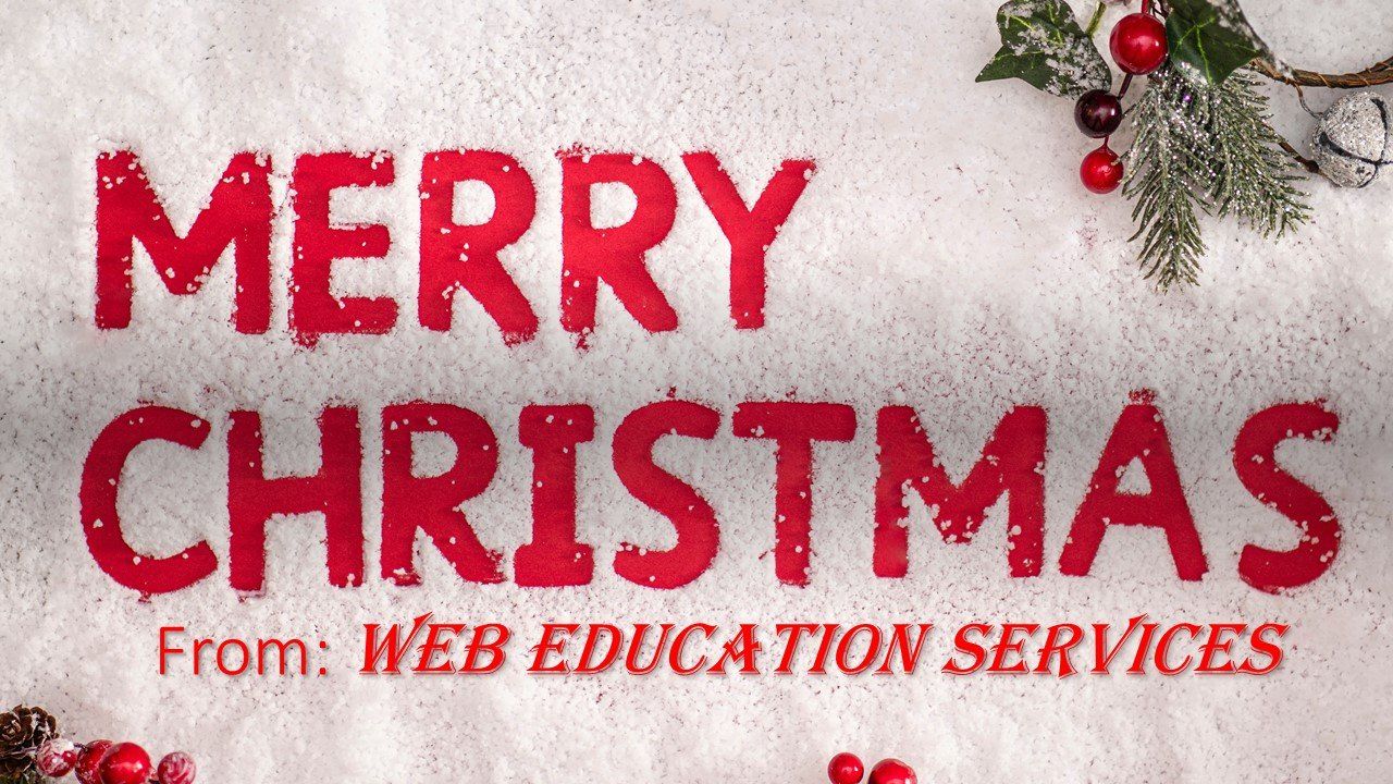 A sign that says merry christmas from web education services