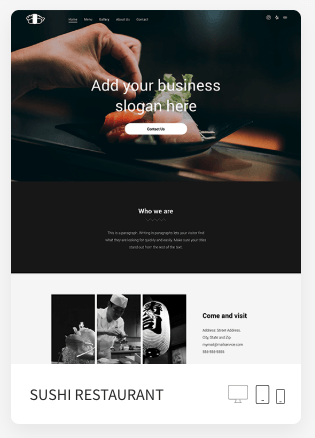 A screenshot of a website for a sushi restaurant.