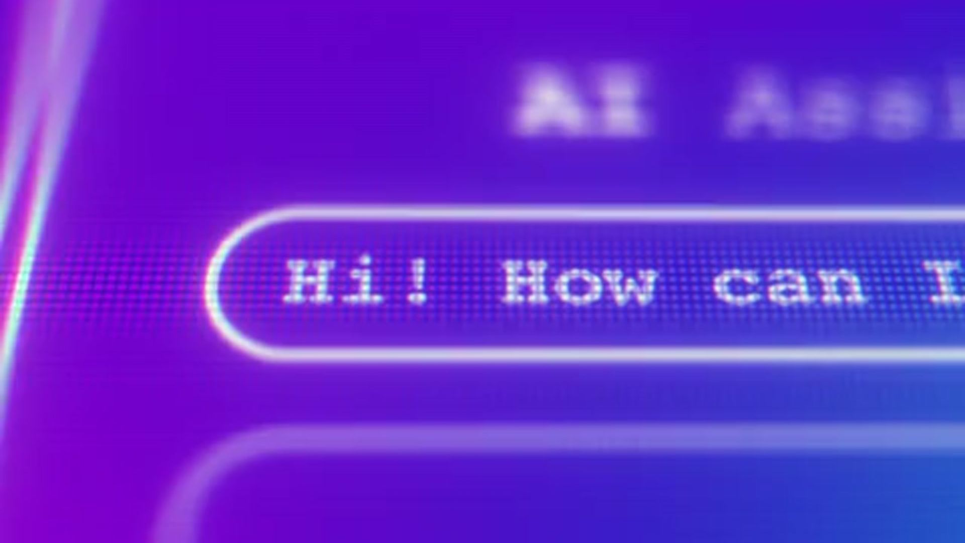 Glowing purple AI assistant interface with the prompt, 