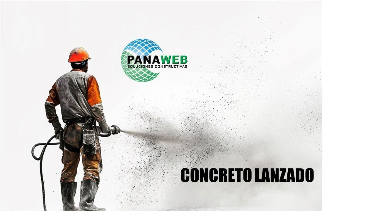 Concreto Lanzado. A construction worker is spraying concrete on a wall.