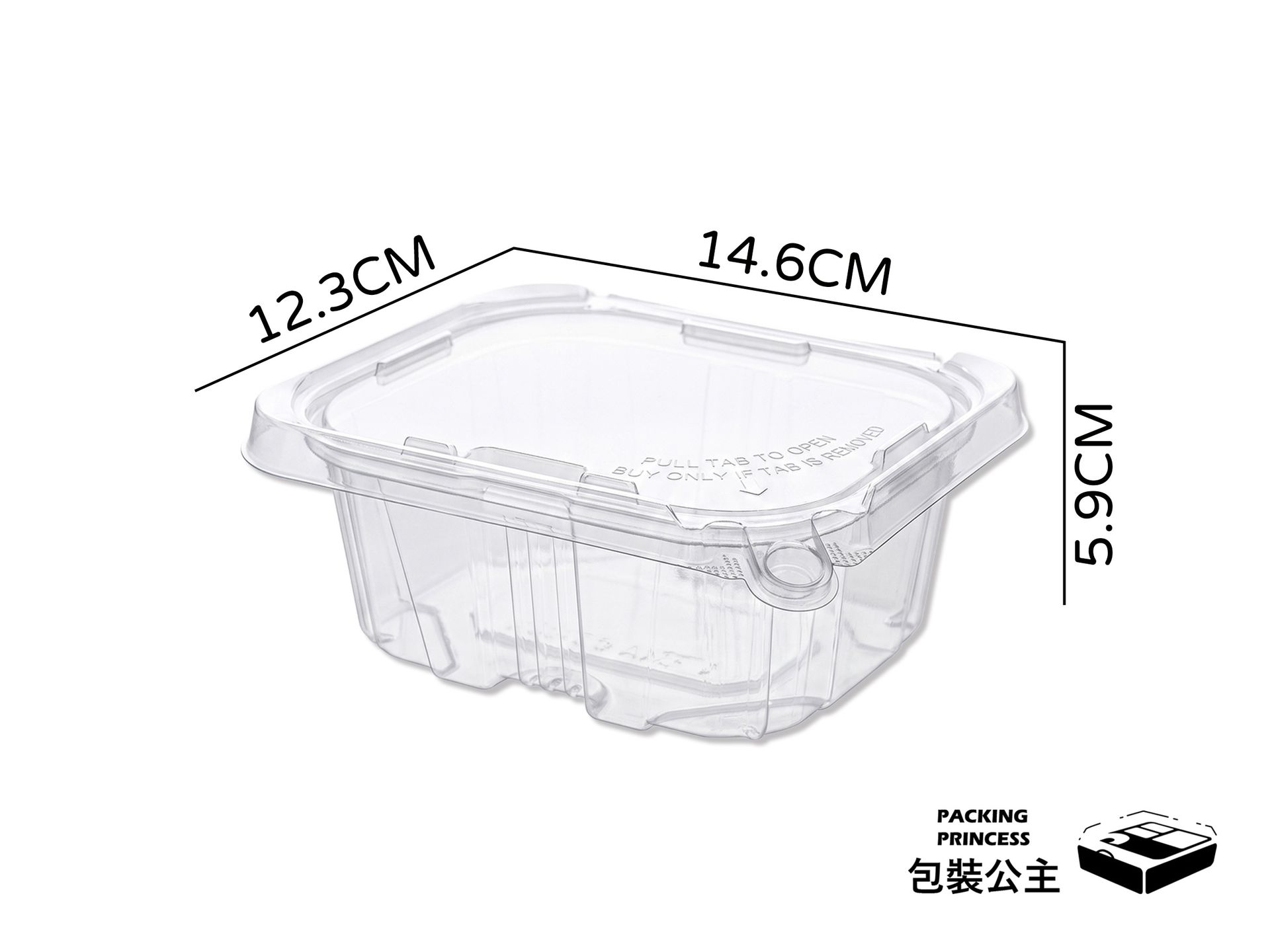 PLS-16 高透明防偷吃餐盒,容量 480cc,具備防偷吃卡扣設計,適合各類外帶主食或輕食。