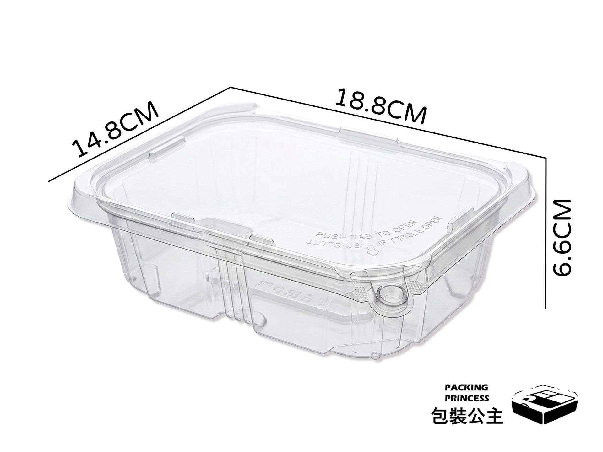 PLS32 | High Transparency Anti-Theft Lunch Box 960cc, Anti-Theft Buckle Design, One-Piece Transparent Plastic Box (40pcs)