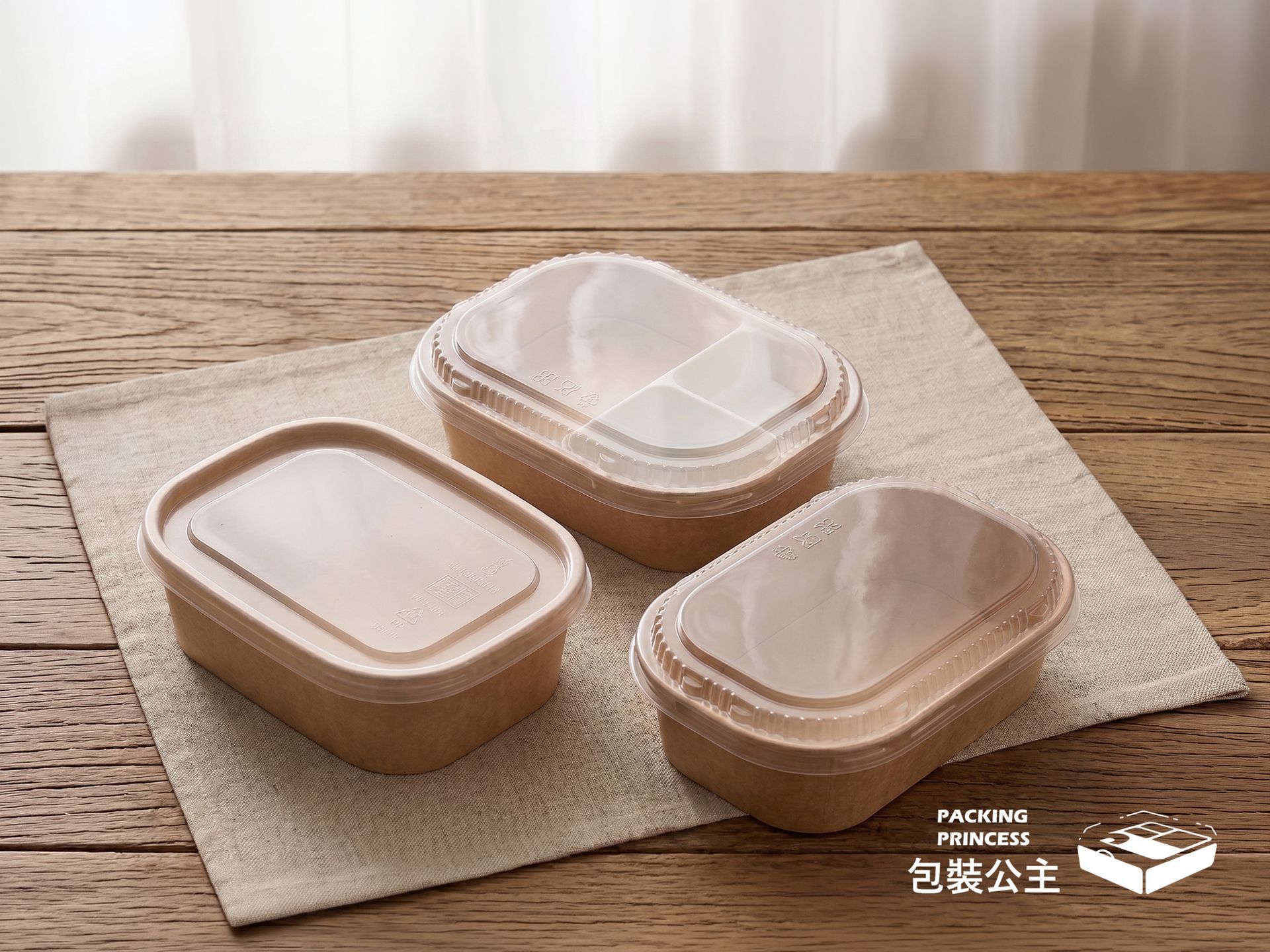 PSB-860 | 牛皮長方餐盒 860CC容量 三種組合自由配 健康餐盒便當盒