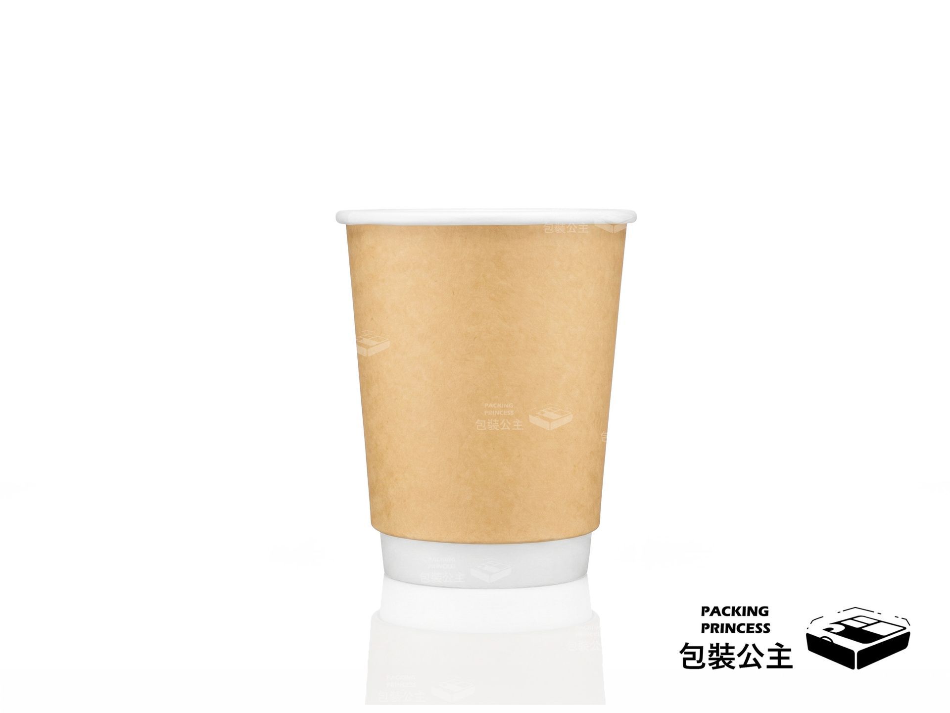 牛皮紙中空雙層紙杯 (8oz/240cc)，專業隔熱防燙、免用杯套設計，無印刷天然原色免洗紙杯，適合外帶短笛咖啡、熱茶、濃縮咖啡。