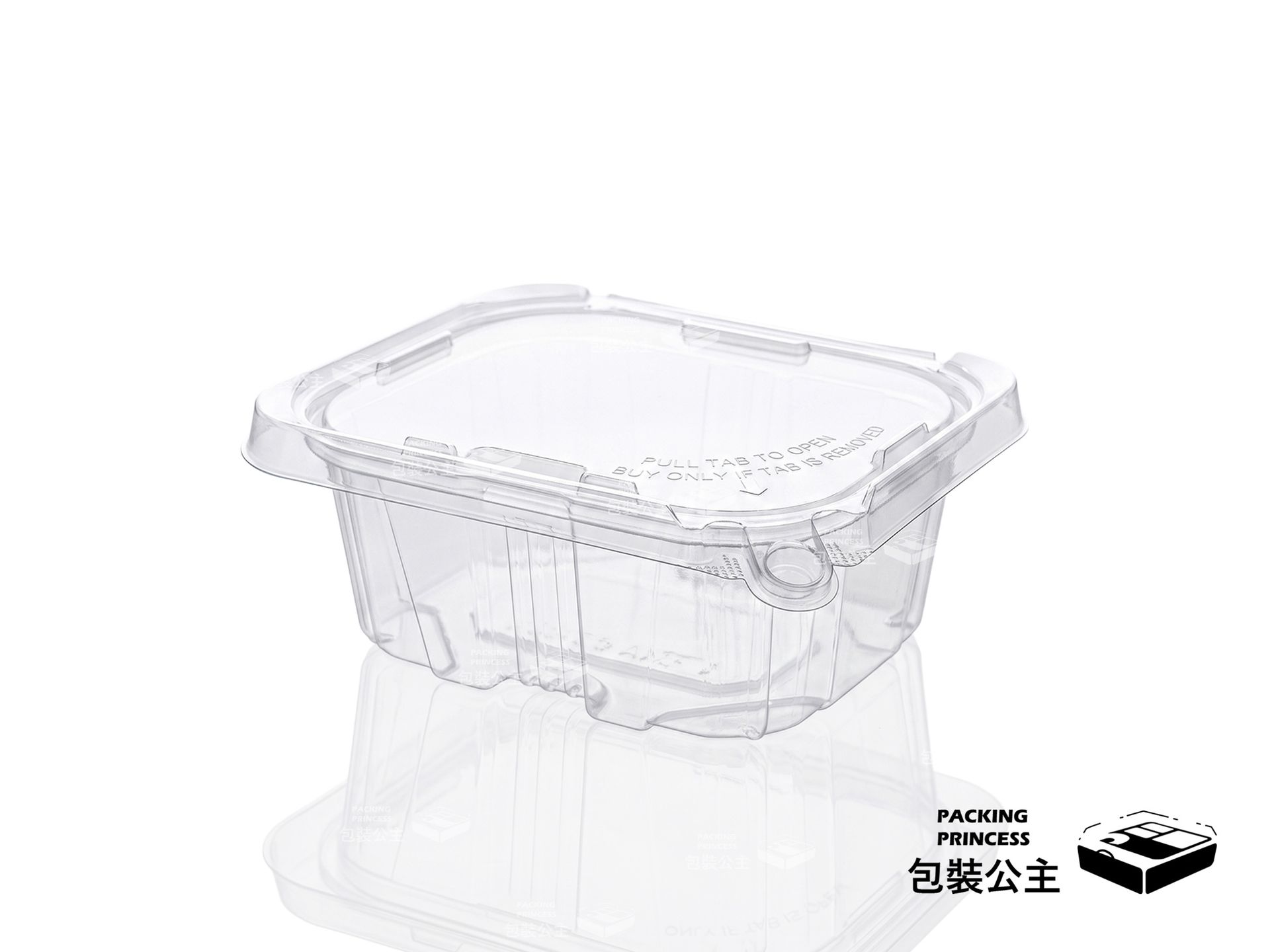 PLS-16 高透明防偷吃餐盒,容量 480cc,具備防偷吃卡扣設計,適合各類外帶主食或輕食。