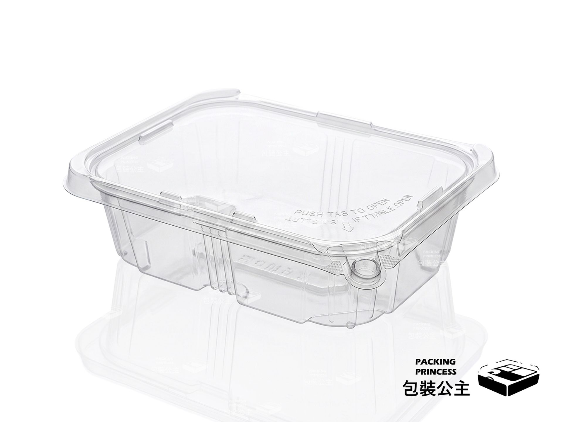 PLS32 | High Transparency Anti-Theft Lunch Box 960cc, Anti-Theft Buckle Design, One-Piece Transparent Plastic Box (40pcs)