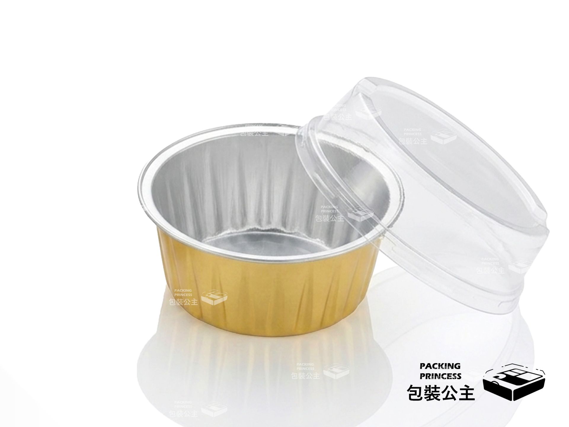 Y084-130 圓形鋁箔盅詳細規格：130cc 容量標註，底徑 6.2cm，適合外帶精緻沾醬、手作甜點與飯店自助餐小點包裝